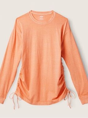 PINK Victoria's Secret Long Sleeve Tee in Coral Peach